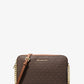 Jet Set Large Printed Logo Crossbody Bag- BROWN