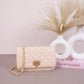 Quilted Flip-Lock Clutch - Nude