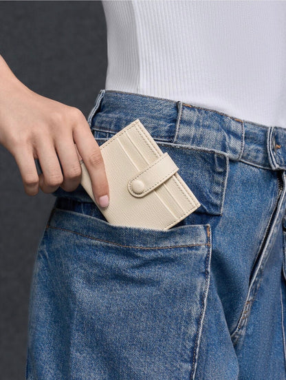 Bliss Snap Button Card Holder - Beige