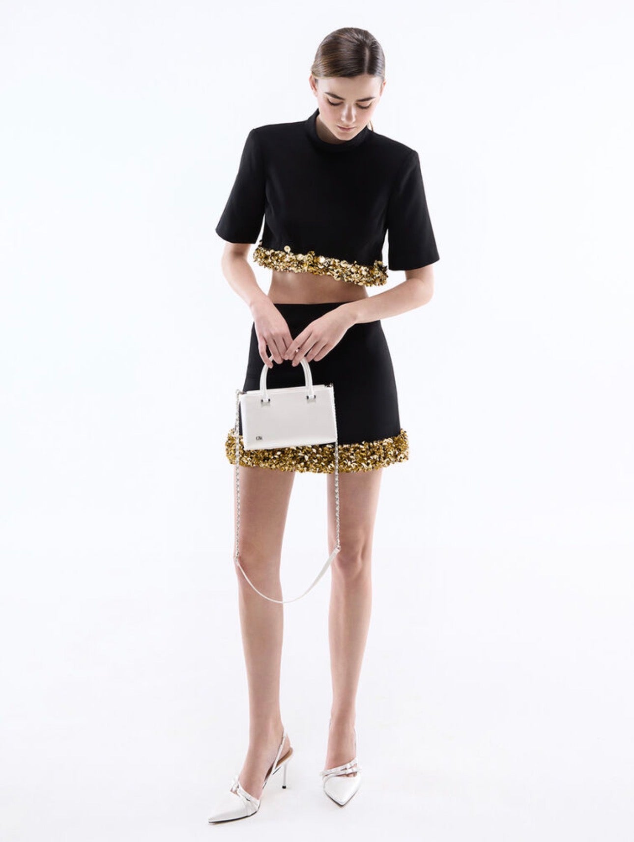 Satin Boxy Tote Bag - White