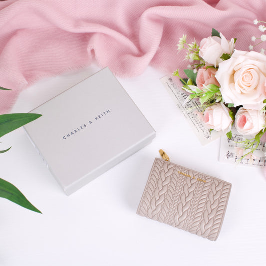 Apolline Textured Top-Zip Wallet - Taupe