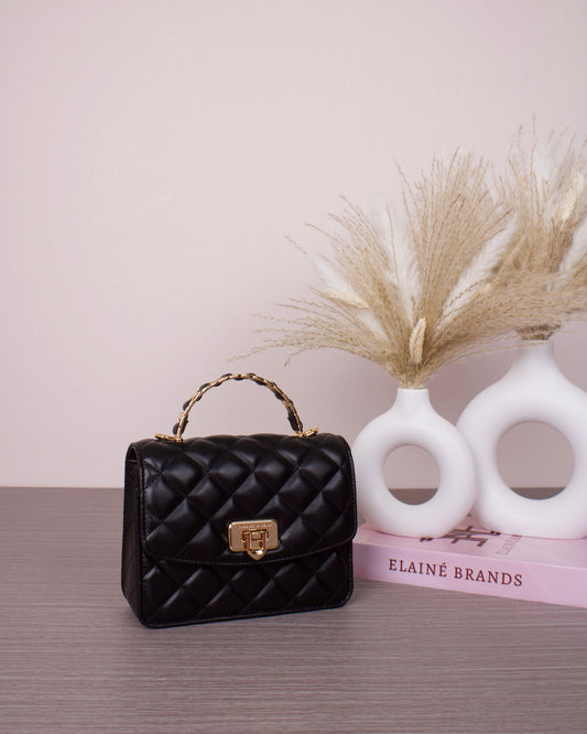 Cressida Quilted Top Handle Bag - Black