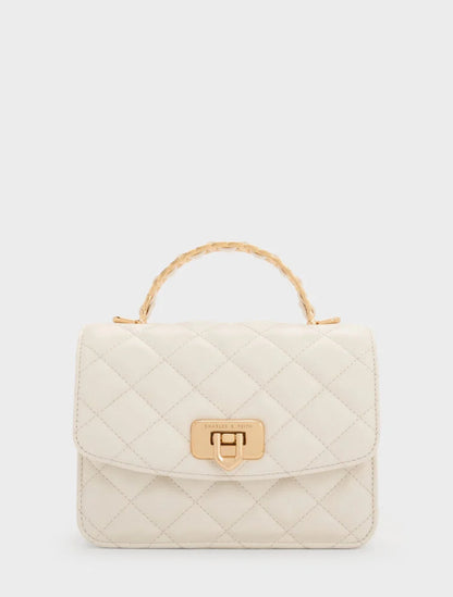 Cressida Quilted Top Handle Bag - Cream