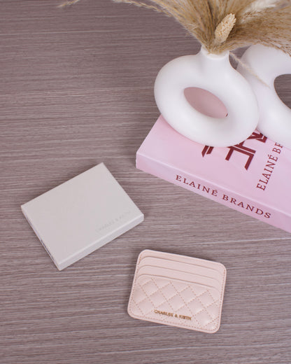 Cleo Quilted Card Holder - Soft Pink
