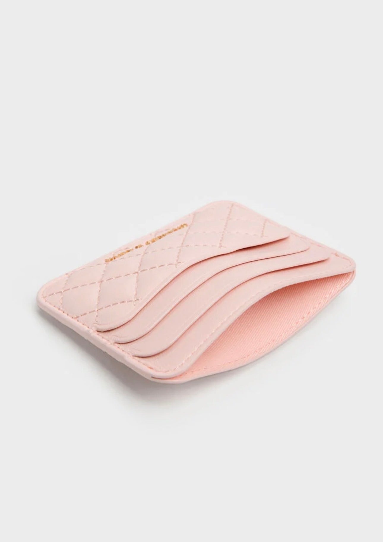 Cleo Quilted Card Holder - Soft Pink