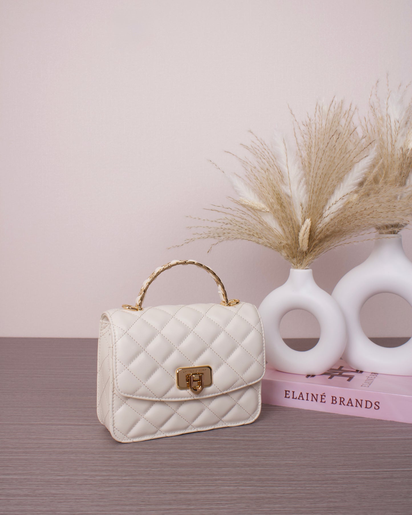 Cressida Quilted Top Handle Bag - Cream