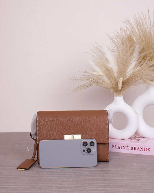 Chance Recycled Leather Turn-Lock Crossbody Bag - Chocolate