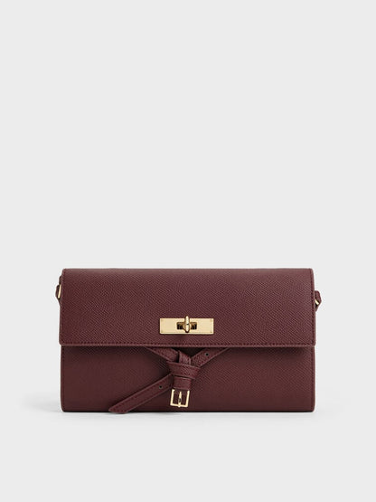 Tricha Knotted-Belt Crossbody Bag - Wineberry Red