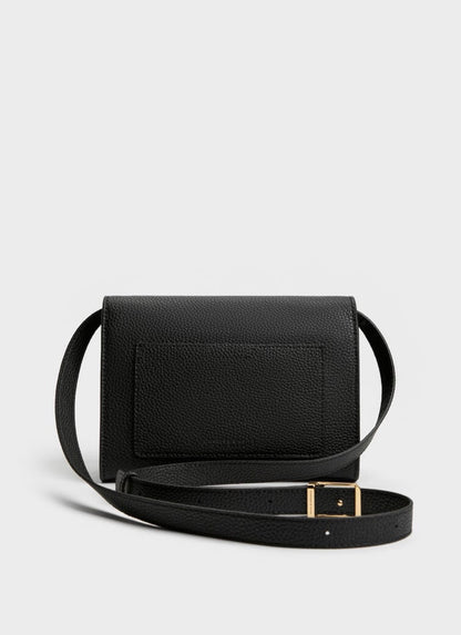 Chance Recycled Leather Turn-Lock Crossbody Bag - Black
