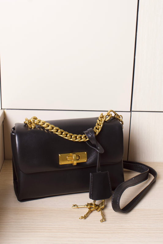 Mini Kerry Chain-Handle Crossbody Bag - Black