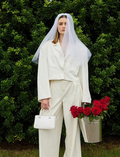 Satin Boxy Tote Bag - White