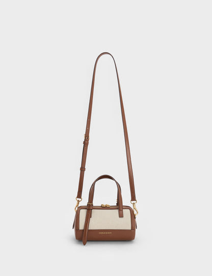 Enola Canvas Two-Tone Bowling Bag - Chocolate