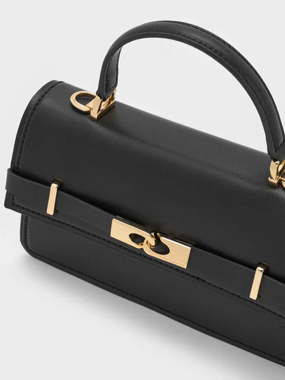 Arlet Belted Top Handle Bag - Black
