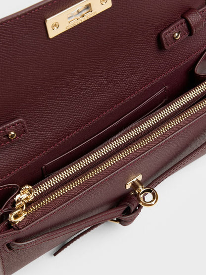 Tricha Knotted-Belt Crossbody Bag - Wineberry Red