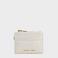 Aubrielle Stitch-Trim Zip Card Holder - Cream