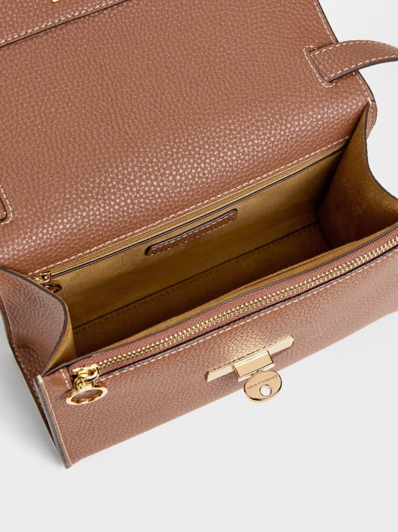 Chance Recycled Leather Turn-Lock Crossbody Bag - Chocolate