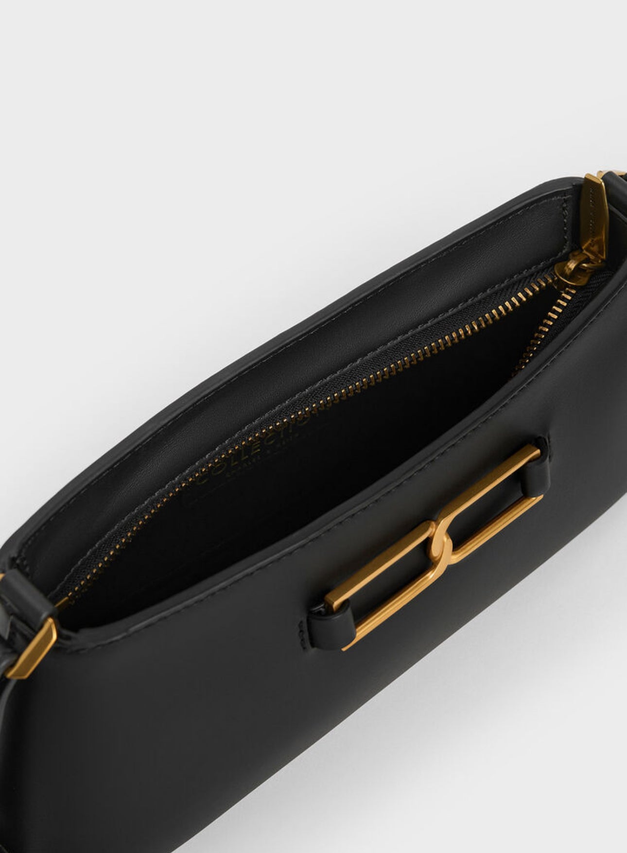 Gabine Leather Trapeze Shoulder Bag - Black