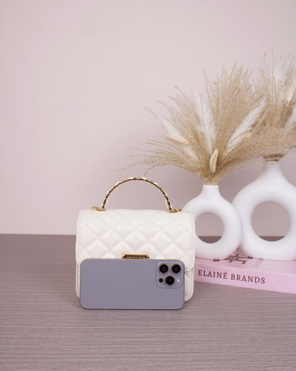 Cressida Quilted Top Handle Bag - Cream
