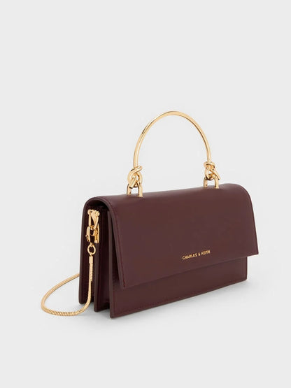 Kristine Sculptural-Handle Long Wallet - Wineberry Red