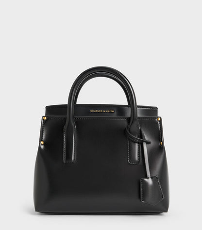 Rene Structured Top Handle Bag - Black