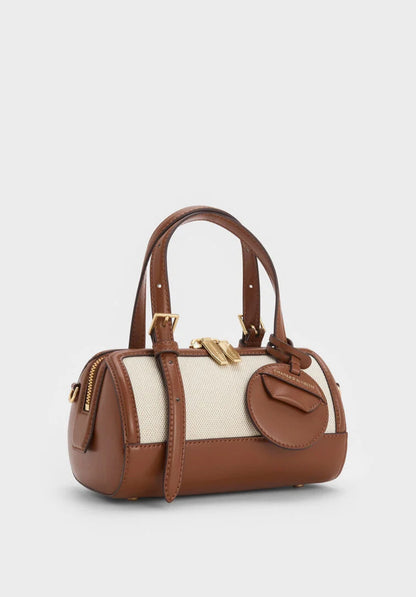 Enola Canvas Two-Tone Bowling Bag - Chocolate