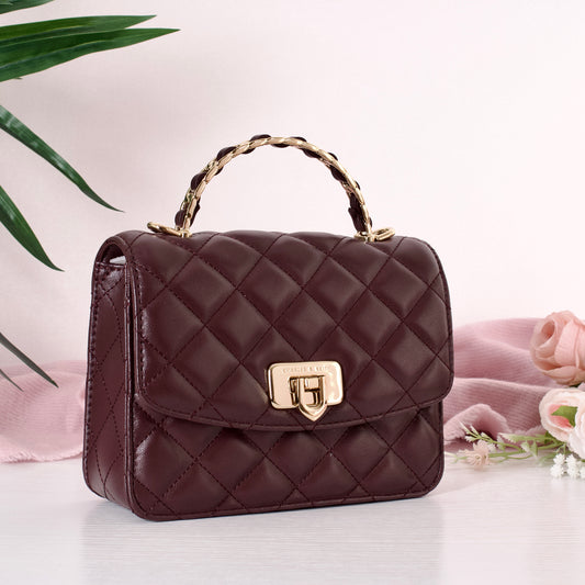 Cressida Quilted Top Handle Bag - Wineberry Red