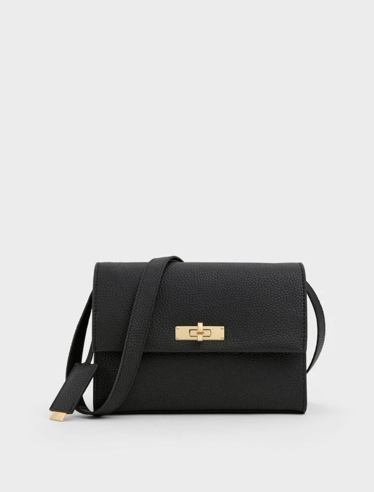 Chance Recycled Leather Turn-Lock Crossbody Bag - Black