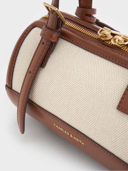 Enola Canvas Two-Tone Bowling Bag - Chocolate