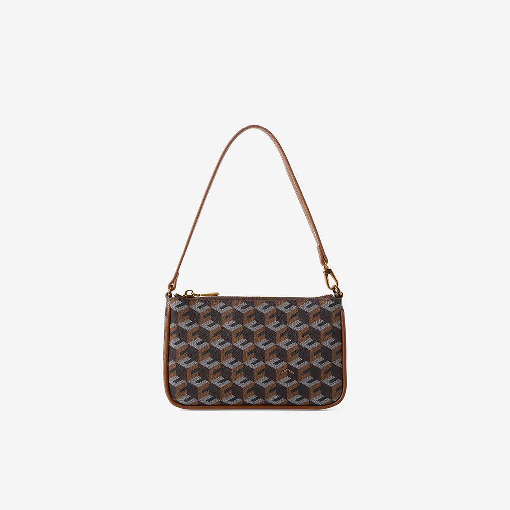 MILO MONOGRAM POUCH- Walnut Brown