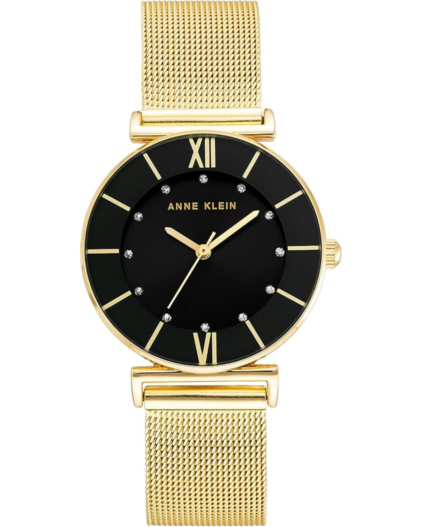 Women's Glitter Accented Mesh Bracelet Watch Gold/Black