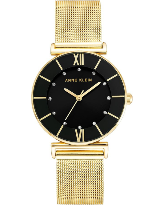 Women's Glitter Accented Mesh Bracelet Watch Gold/Black
