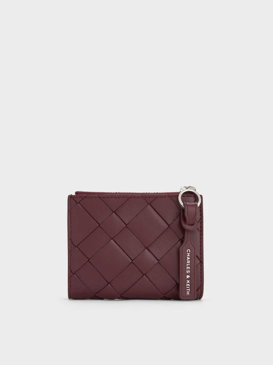 Ivette Woven Top-Zip Small Wallet - Wineberry Red