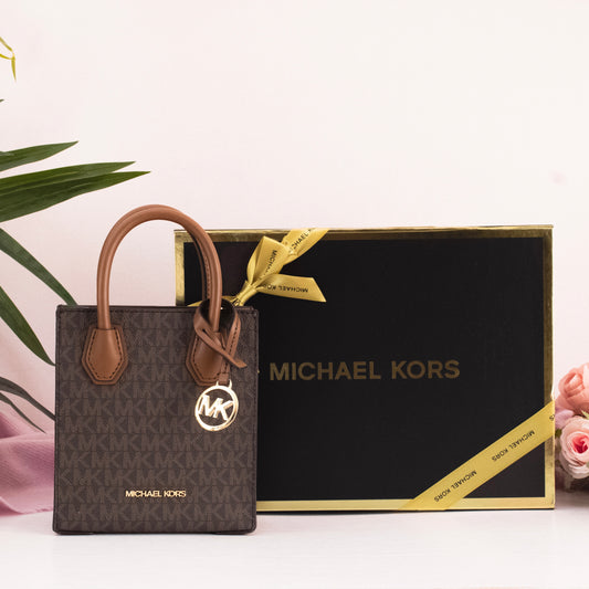 Mercer Extra-Small Logo And Leather Crossbody Bag- BROWN
