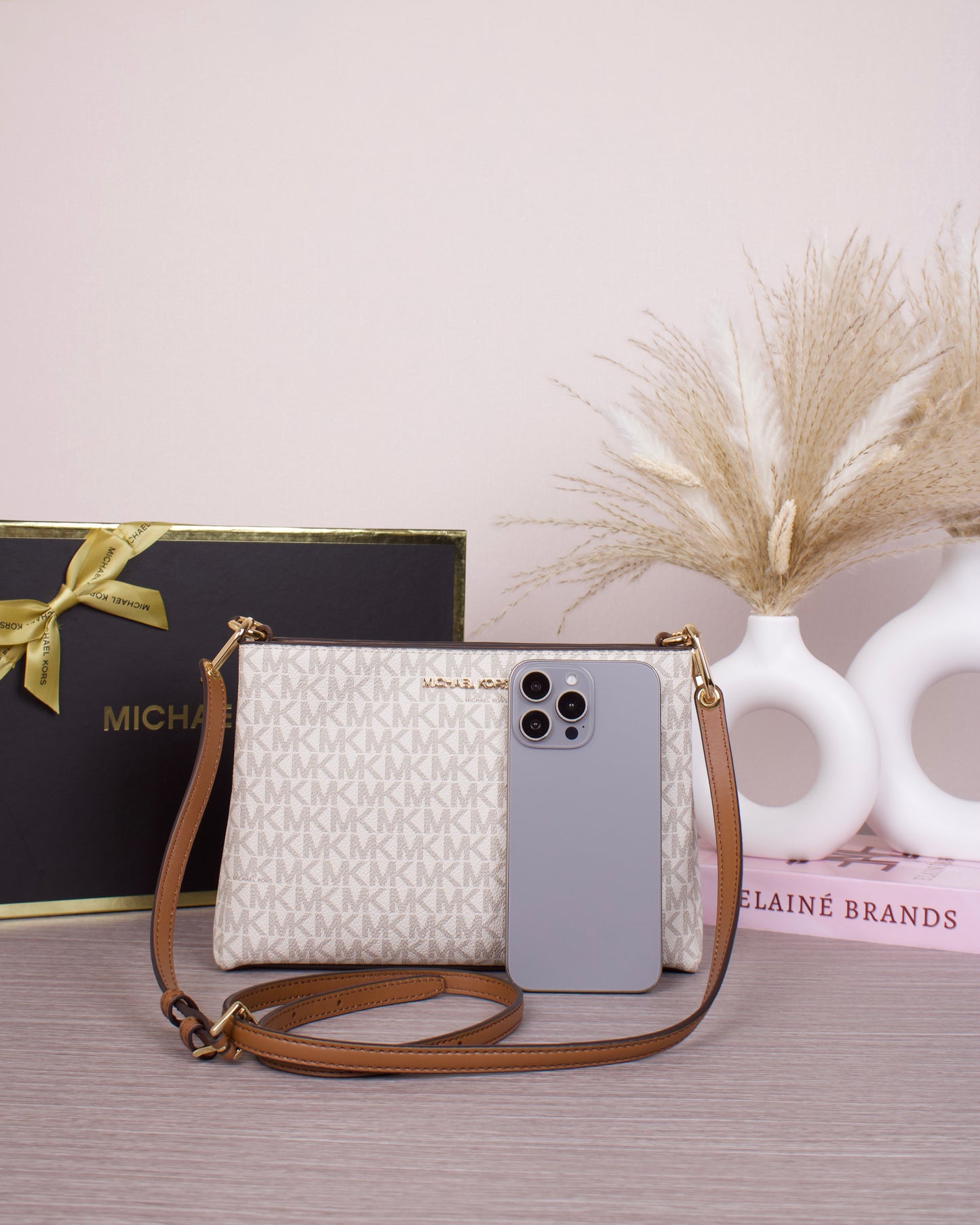 Trisha Medium Logo Crossbody Bag - VANILLA