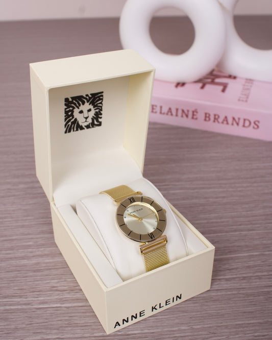 Women's Glitter Accented Mesh Bracelet Watch- Gold