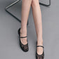 Gertrude Mesh Embroidered Floral Mary Janes - Black