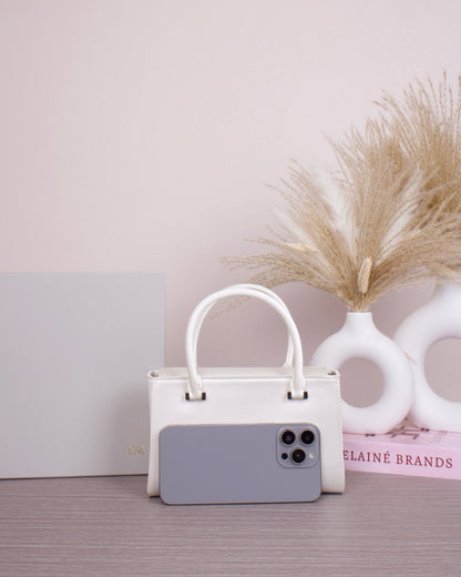 Satin Boxy Tote Bag - White