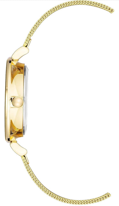 Women's Glitter Accented Mesh Bracelet Watch- Gold