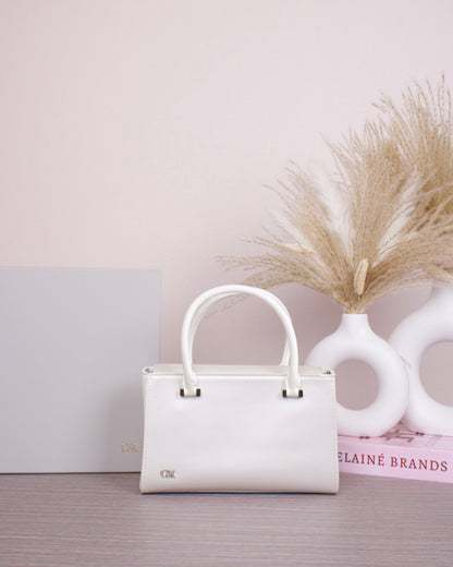 Satin Boxy Tote Bag - White