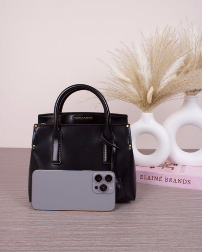 Rene Structured Top Handle Bag - Black