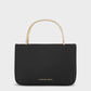 Satin Crystal-Embellished Top Handle Bag - Black