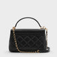Alva Quilted Top Handle Bag - Black