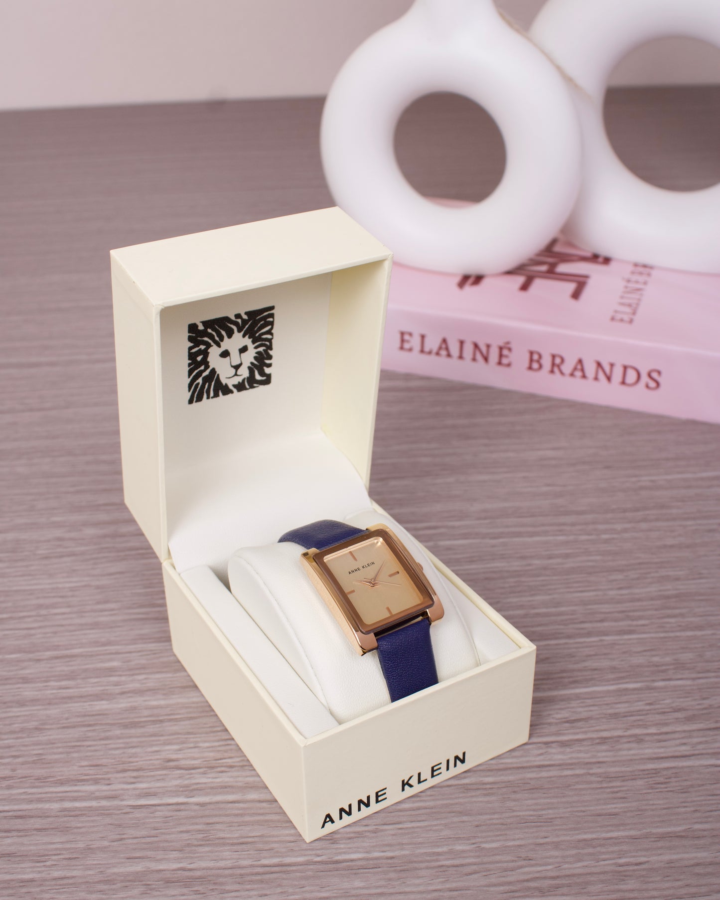 Leather Strap Watch- Navy/Rose Gold