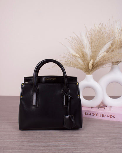 Rene Structured Top Handle Bag - Black