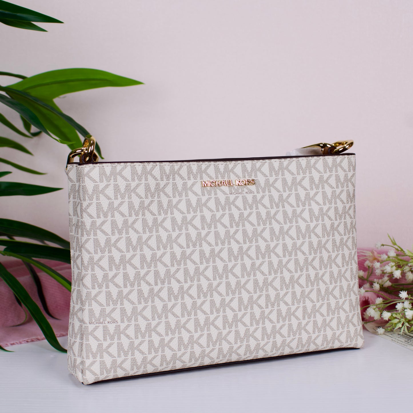 Trisha Medium Logo Crossbody Bag - VANILLA