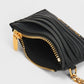 Aubrielle Stitch-Trim Zip Card Holder - Black