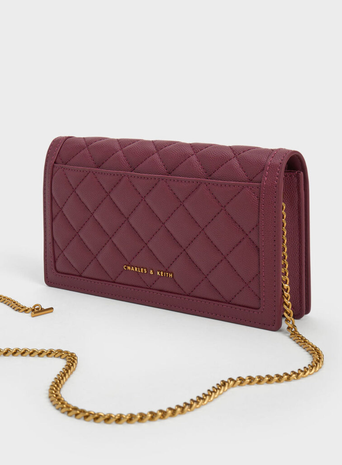 Micaela Quilted Long Wallet - Burgundy