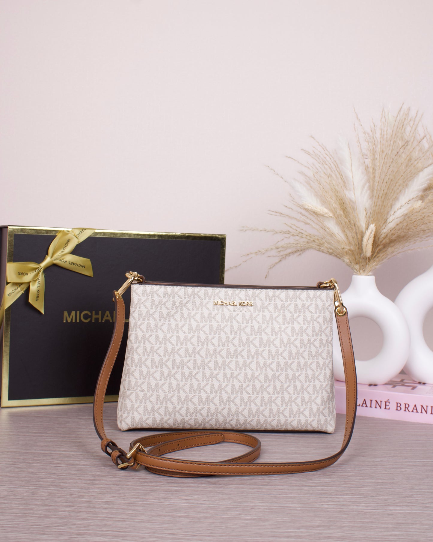 Trisha Medium Logo Crossbody Bag - VANILLA