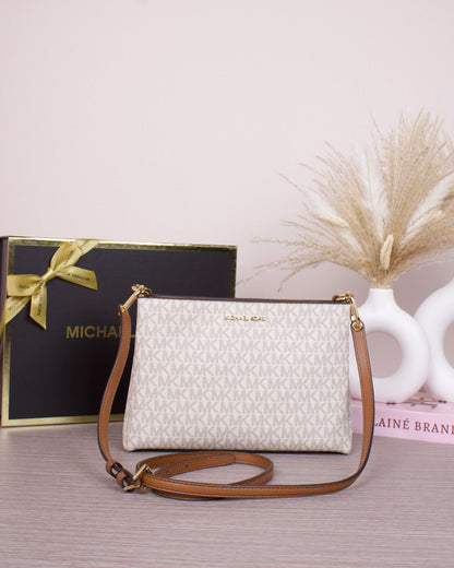 Trisha Medium Logo Crossbody Bag - VANILLA