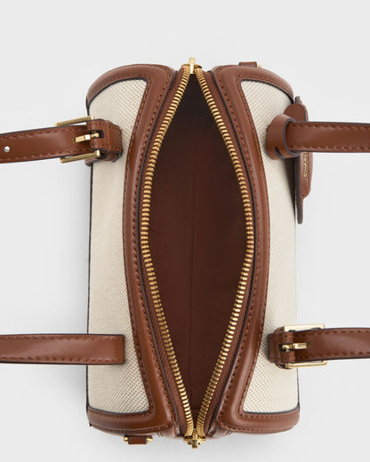 Enola Canvas Two-Tone Bowling Bag - Chocolate